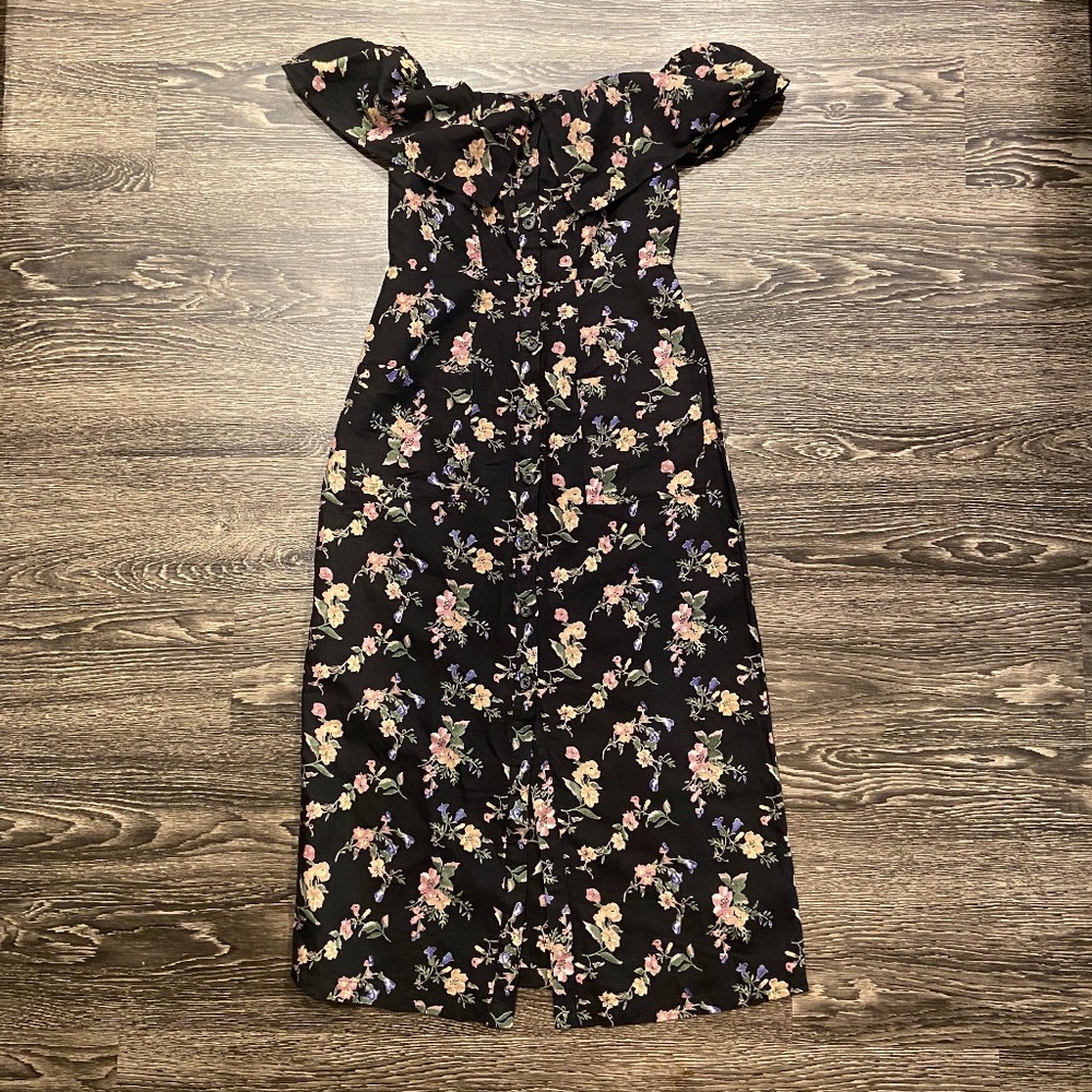 Topshop Petite Off the Shoulder Button Front Dress